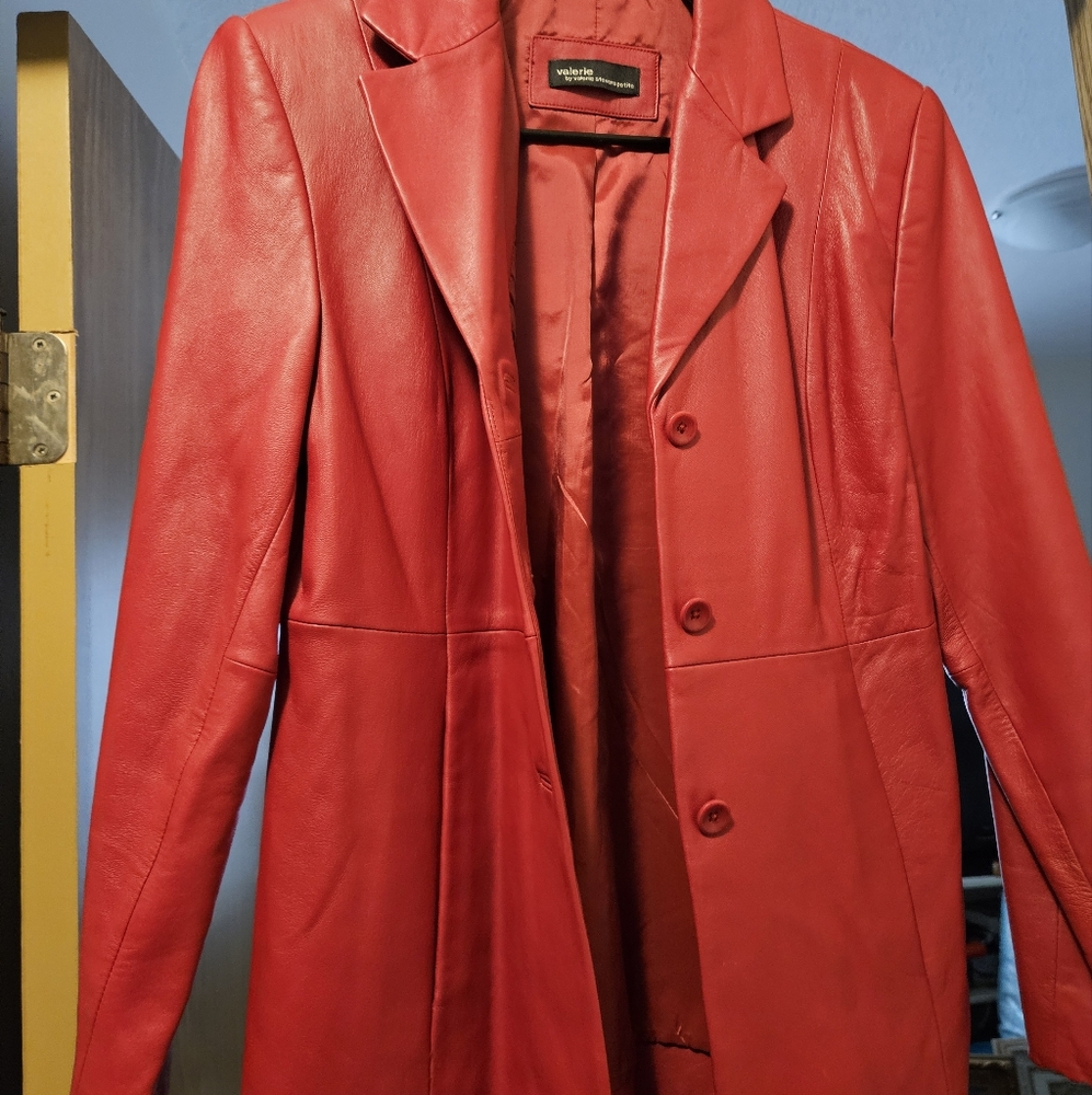 Valerie Stevens Red Leather Jacket Classic Cut